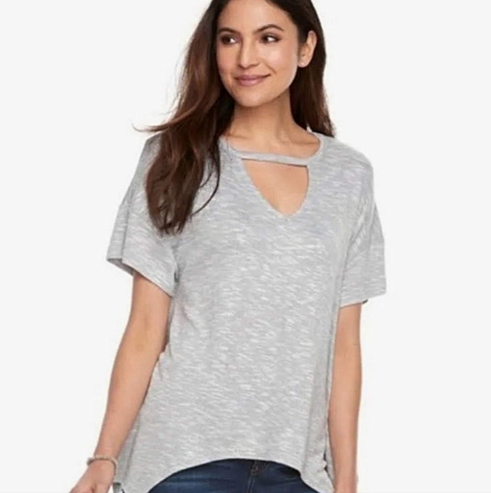 2098 * Juicy Couture Cutout Shark Bite Top Heather Gray Size XL
